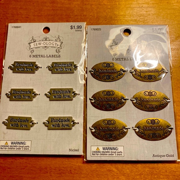 Sewology 12 Metal Labels 2 Packages Handmade New - Picture 1 of 3